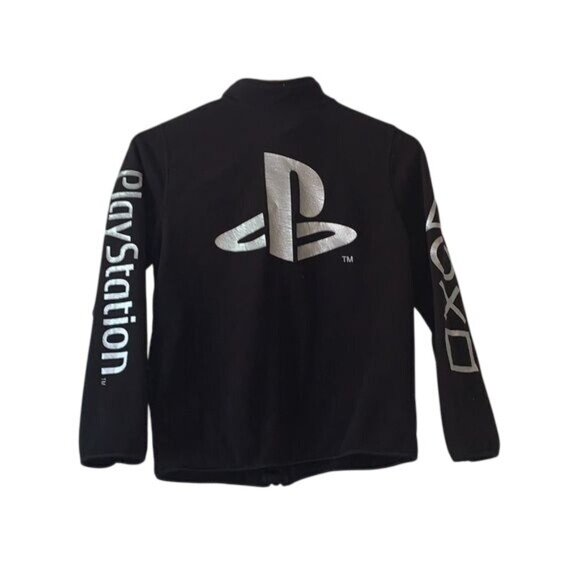 H&M PlayStation Black Full-Zip Jacket Kids 10-12 Logo Design Long Sleeve Officia - Picture 7 of 7